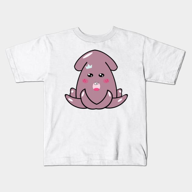 kawaii purple baby squid Kids T-Shirt by Alegra Stoic
